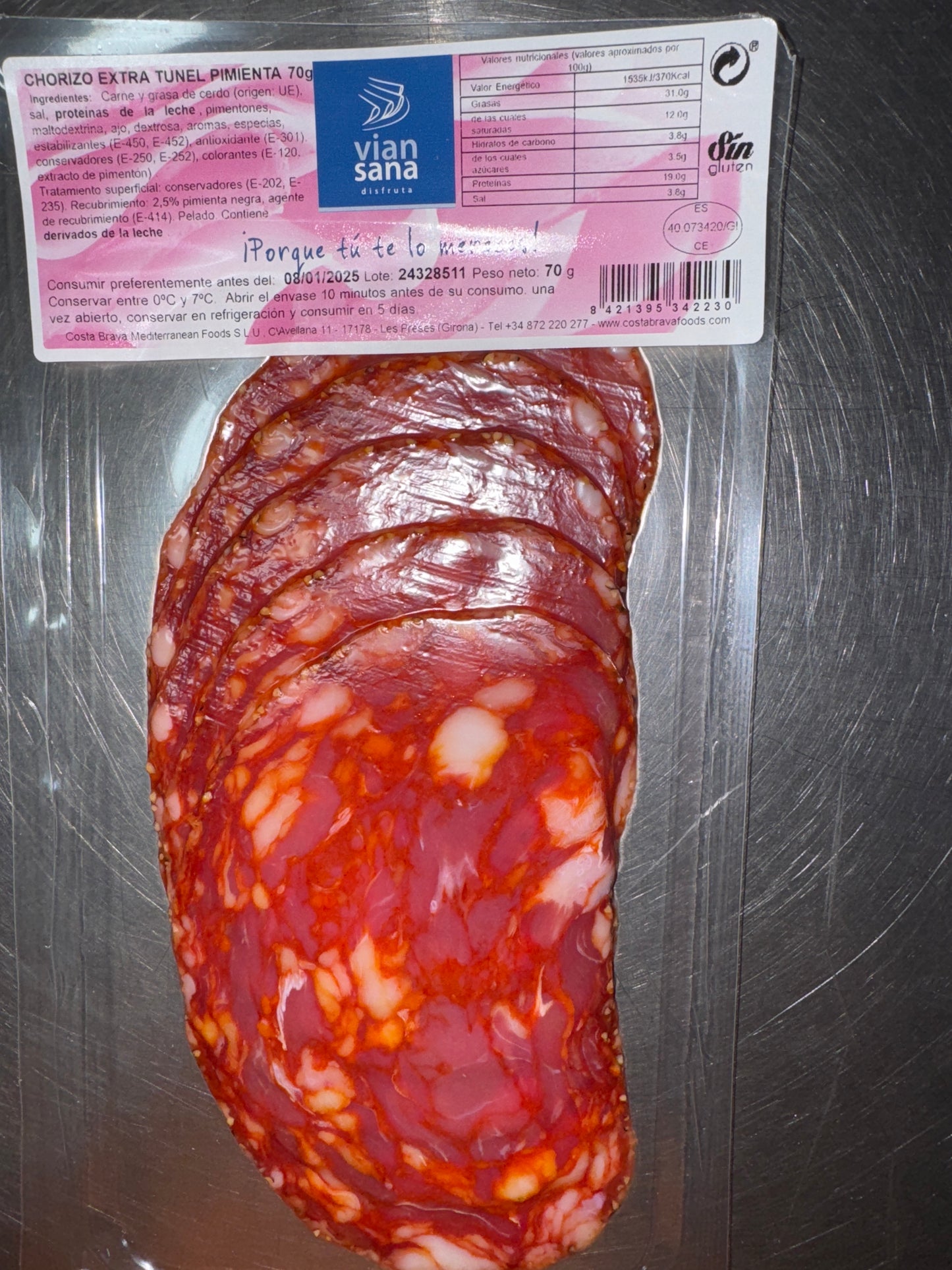 CHORIZO EXTRA TUNEL PIMIENTA 70 G