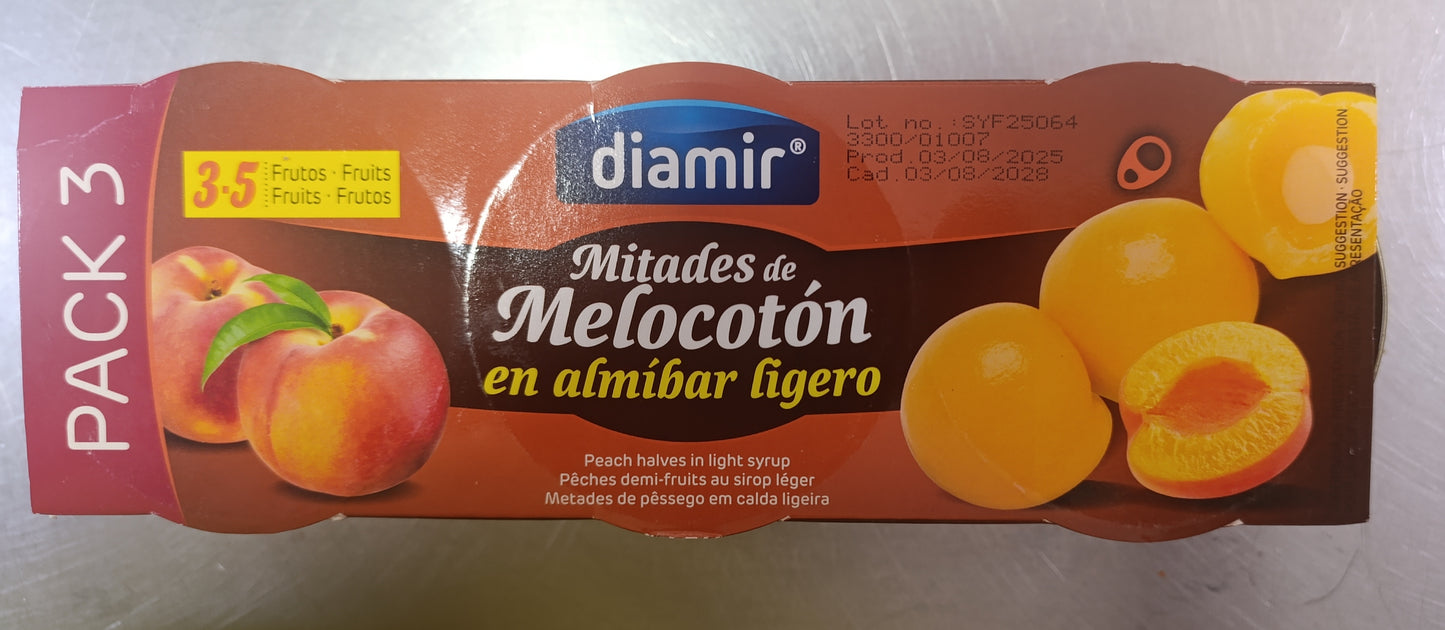 MITADES DE MELOCOTÓN EN ALMÍBAR LIGERO PACK 3 100 G
