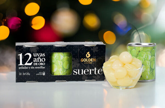 12 UVAS AÑO DE ORO PELADAS Y SIN SEMILLAS GOLDEN
