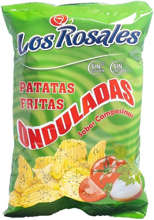 APERITIVOS LOS ROSALES PATATAS FRITAS ONDULADAS SABOR CAMPESINAS 140 G