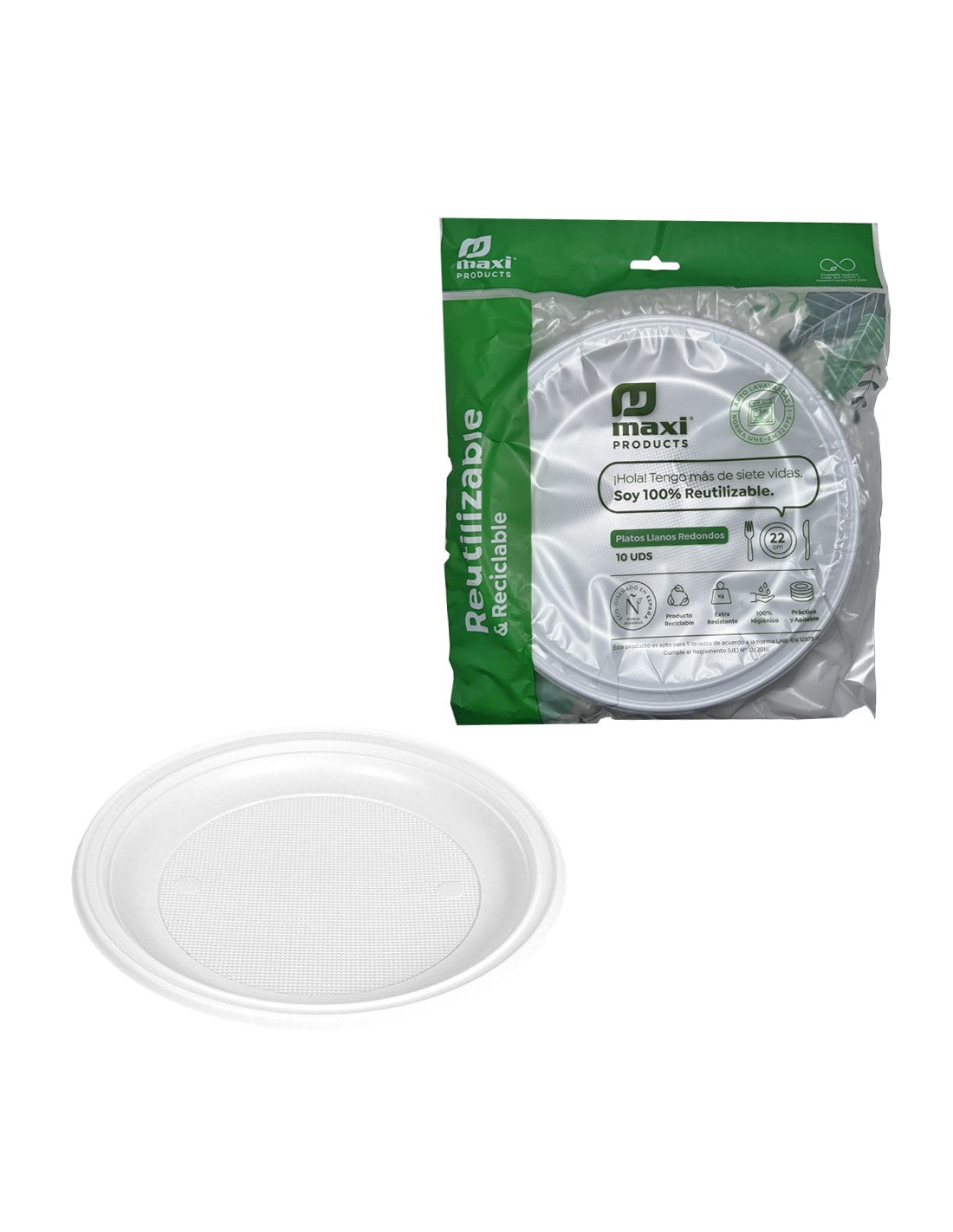 PLATOS LLANOS REDONDOS MAXI PRODUCTS 10 UNIDADES