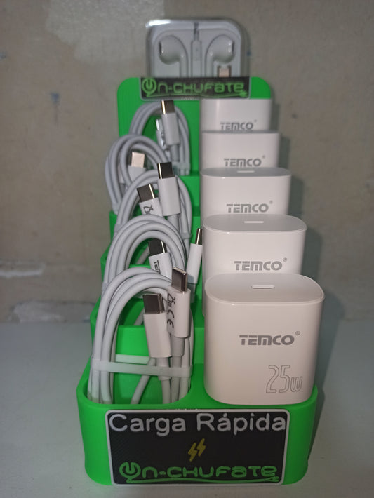 CARGA RÁPIDA CABLE LIGHTNING A LIGHTNING, ENCHUFE Y AURICULARES