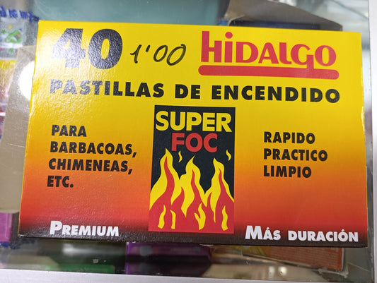 PASTILLA DE CARBON DE ENCENDIDO HIDALGO 40 UNIDADES