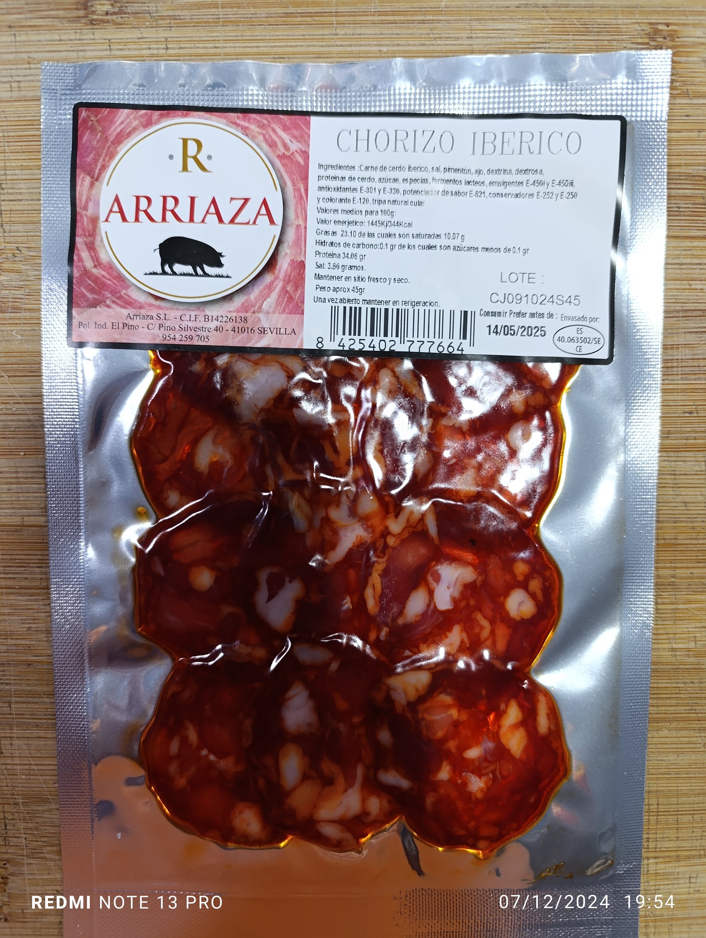 CHORIZO IBERICO  45 G