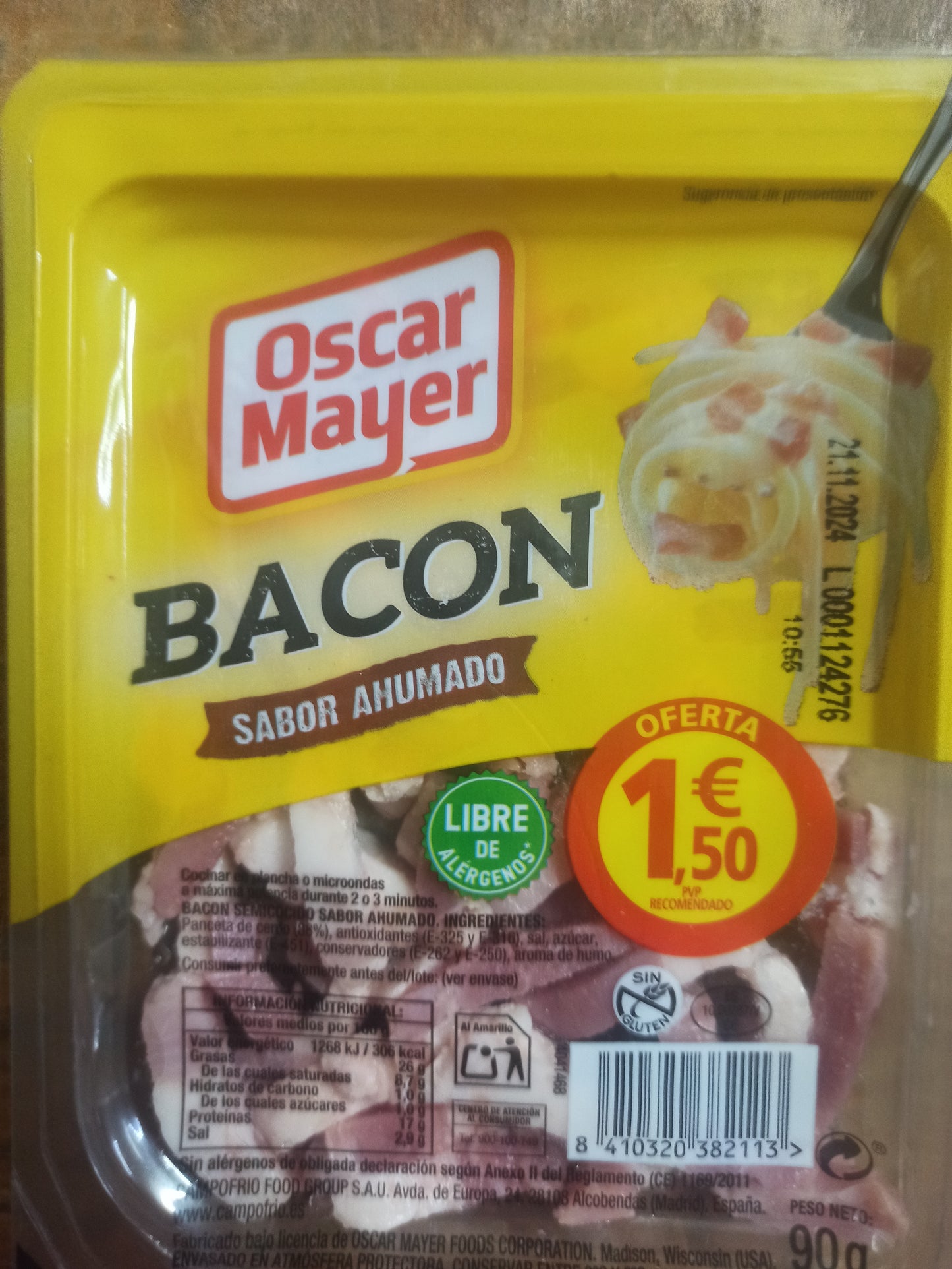 BACON SABOR AHUMADO OSCAR MAYER 90 G